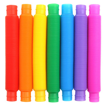 Fingooo 7 Pieces Jumbo Pop Toobs Fidget Toys,Pop Tubes Sensory Toys For Kids Adults Diy Decompression Adhd Autism