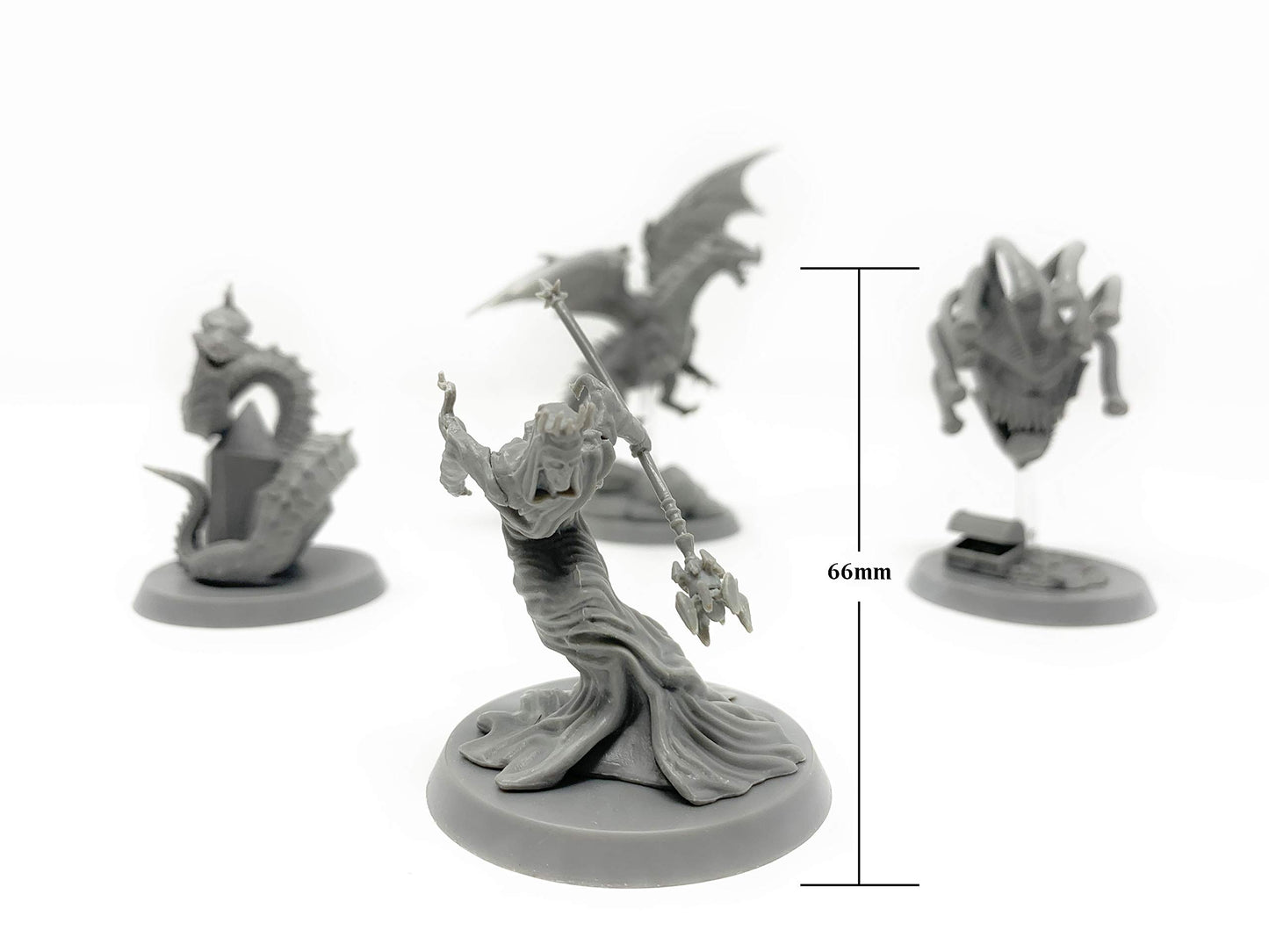 Citadel Black Colossal Onslaught Miniatures Set - 4 Pack - Large 50Mm Base, D&D Bbeg Unpainted Minis, Includes Dragon, Lich, Beholder, Basilisk
