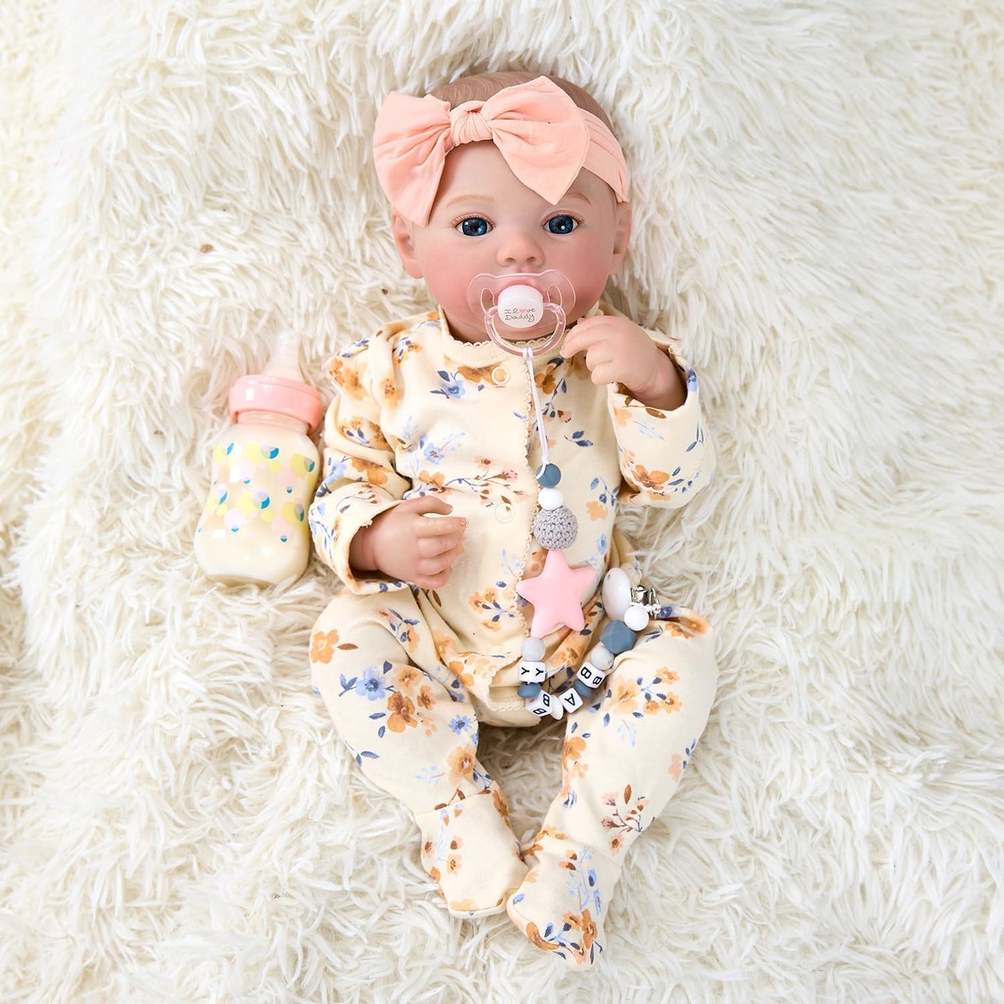 Myrebaby 17' Realistic And Cute Reborn Baby Girl Zoey Opened Her Eyes, Handmade Lifelike Reborn Doll, Advanced Painted Vinyl Gift Set For Kids Age 3+