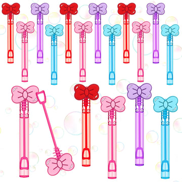RoundFunny 24 Pcs Bow Mini Bubble Wands Kitty Themed Party Kawaii Bubbles Sticks Wands for Cute Cartoon Bow Kitten Cat Theme Bir
