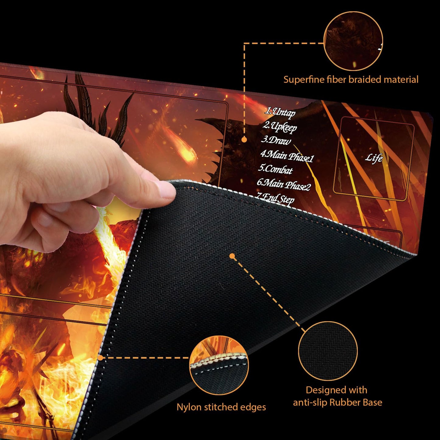 Extalas Experience high-standard Quality with Our MTG Playmat - Perfect for Magic: The Gathering and Lord of The Rings Fans  Complete with a Storage Tube and 7 dice ! (Style8  playmat with zones)