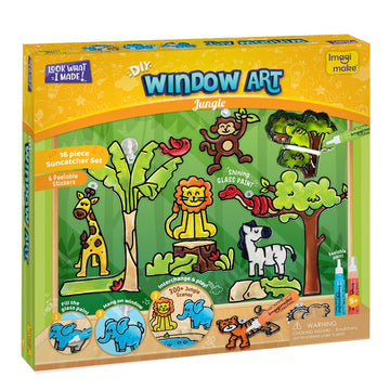 Imagimake Window Art Jungle Suncatcher Kit | Kids Crafts Supplies | Girls Toys Age 6-8 | Arts And Crafts For Kids Ages 8-12 | Creative Fun Craft Kit | Easter Gifts For Kids | Easter Toys