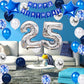 25Th Birthday Party Decoration Blue For Him, Happy Birthday Banner Blue Number 25 Birthday Star Foil Balloons Latex Confetti Bal