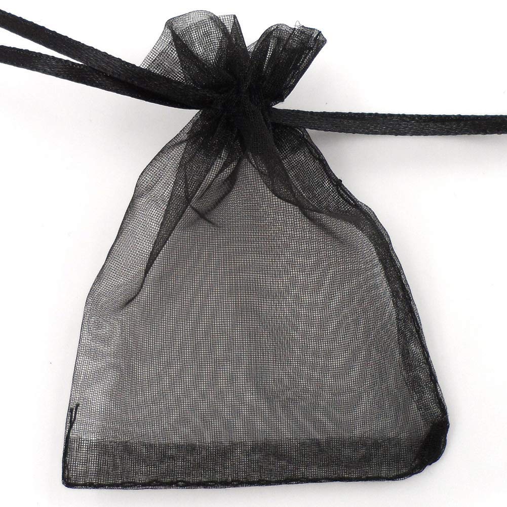 Allgala 100 Count Orangza Gift Party Favor Bags with Drawstring-4x6 Inch-Black-PF53102