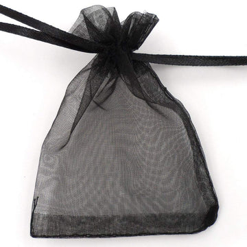 Allgala 100 Count Orangza Gift Party Favor Bags with Drawstring-4x6 Inch-Black-PF53102