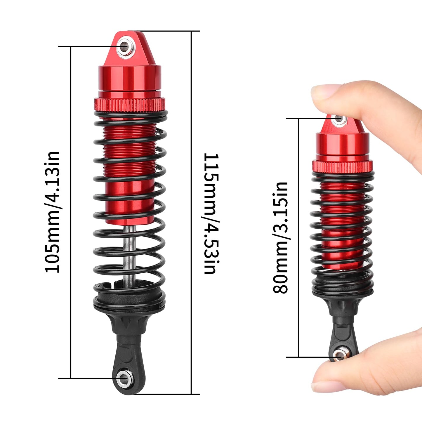 CrazyHobby RC Shocks for 1/10 Traxxas Slash Rustler VXL Stampede Hoss 4X4, Replace 5862 Big Bore Shock Set, with Springs Upgrade