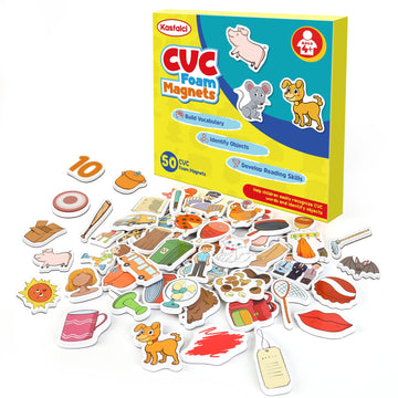 Kasfalci Cvc Word Games,50 Magnetic Foam Objects,Fridge Magnets For Kids,Speech Therapy Toys For Toddler,Learn To Read Spelling