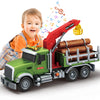 Mostop Logging Truck Kids Toy For 3 4 5 6 7 8 Year Old Boys, 15 Farm Logging Truck With Crane And 6 Trunks, Lights, Sounds, Fric