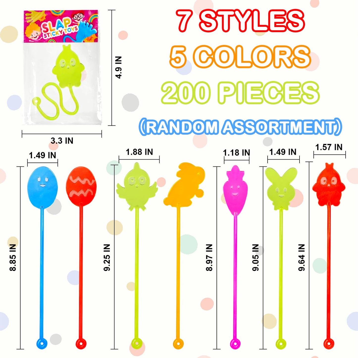 200 Pack Easter Basket Stuffers Bulk Party Favors Supplies for Kids, Non Candy Easter Egg Fillers Sticky Hands for Toddlers, Min