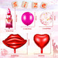 Sumind Happy Galentines Day Decorations Happy Galentines Day Banner Pink Red Heart Banners and Red Lips Lipstick Heart Balloon
