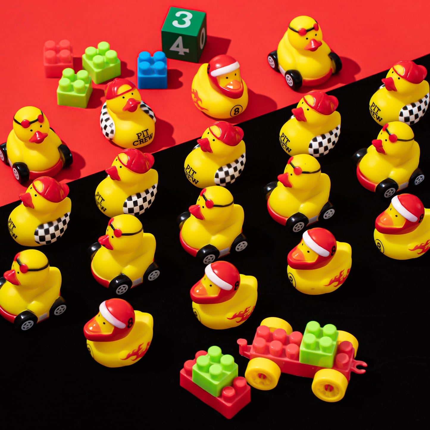 Shappy 24 Pieces Race Car Driver Rubber Duckies 2 Inch Mini Rubber Ducks For Kids Birthday Party Decorations Gift Classroom, 3 D