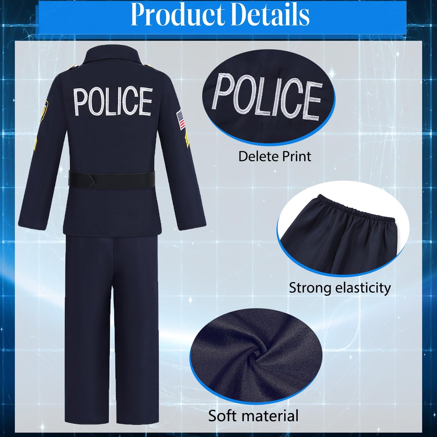 Miulruma Cop Costume For Kids Boys Police Officer Costume Suit With Hat Toddler Halloween Costume Outfit Set With Stuff Toy Acce