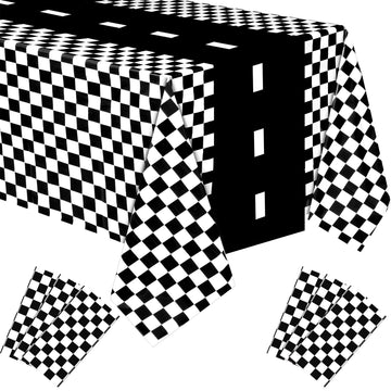 Irenare 6 Sheets Car Birthday Party Supplies Racing Party Decorations Road Tablecloth Racetrack Table Runner Table Covers for Ki