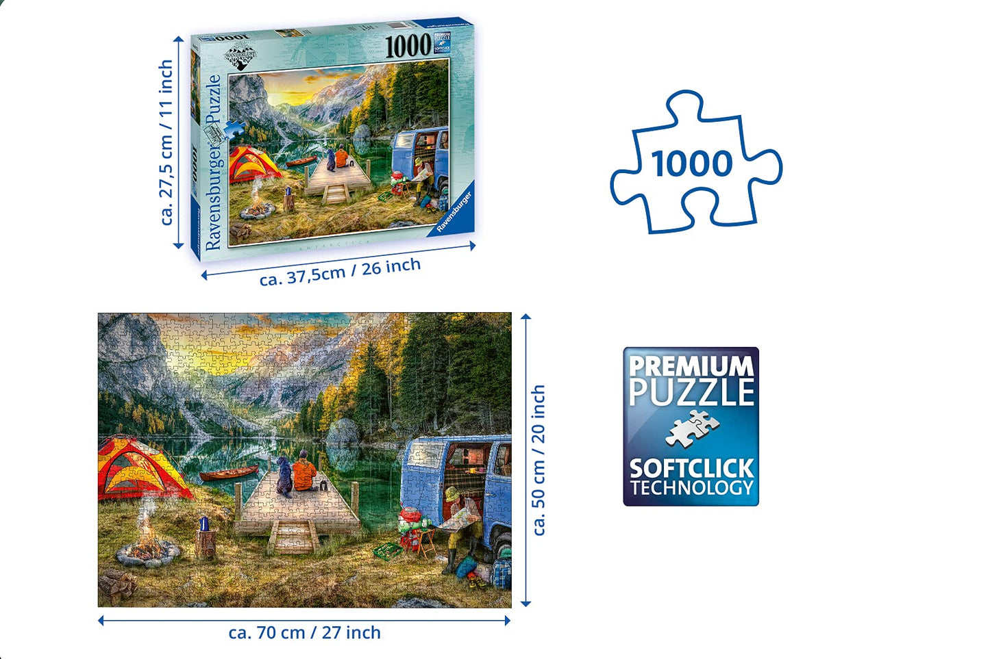 Ravensburger Calm Campsite Puzzle - 1000 Unique Pieces | Softclick Technology Ideal For Adults And Kids Aged 12+ | Eco-Friendly