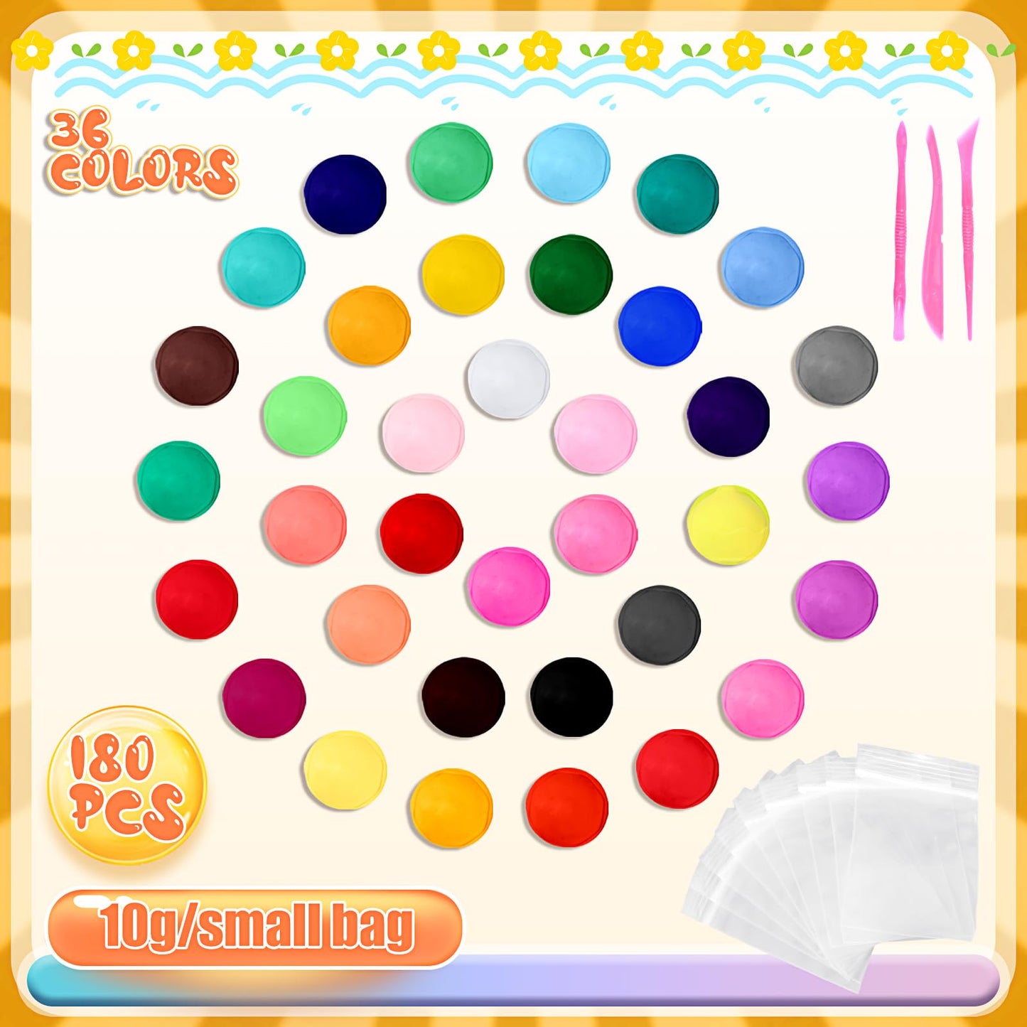 Poen 180 Pcs Air Dry Clay Kit with Sculpting Tool, Multi-Colors Modeling Clay for Kids, Safe, Soft, DIY Back to School Gift for