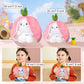 Miaodam Cat Plush Stuffed Animals, Kawaii Squishy Cute Reversible Strawberry Turn Into Cat Zip Plush, Funny Plushies Toy In A St