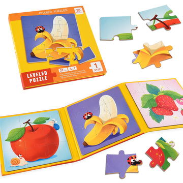 Astaron Magnetic Puzzles For Toddlers, 9-12-16 Pieces Fruits Learning Magnet Puzzles For Road Trip, Educational Travel Toys Car