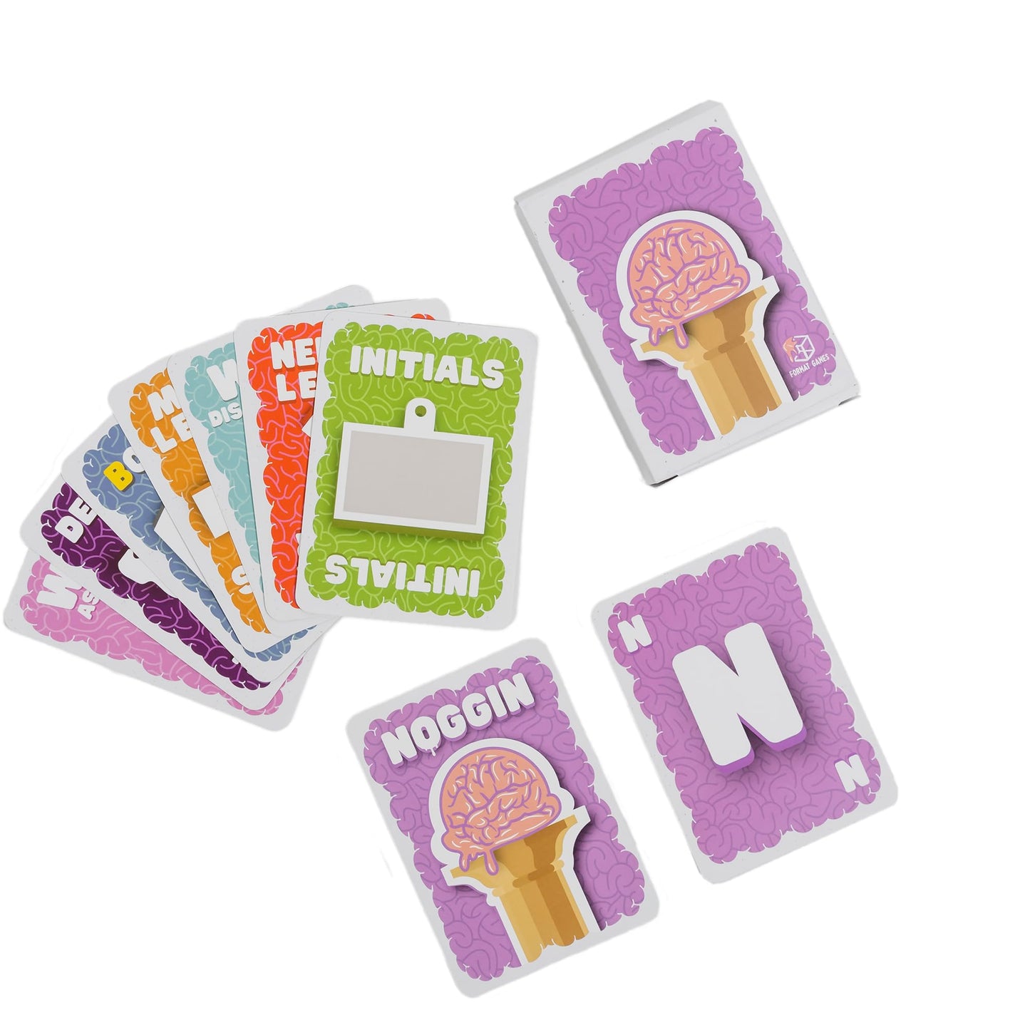 Format Games Noggin Party Game - Fast-Thinking Card Game for 3+ Players, Ages 10+, Multi Color, Model NG0921, Cardboard Material