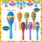Hungdao 24 Pcs Mexican Fiesta Decorations Includes Mini Donkey Pinata Wooden Fiesta Maracas for Kids Mini Sombrero Hats Cinco De