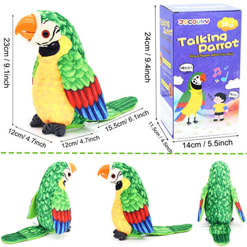 Toddler Toys, [ Volume Adjustable ] Talking Parrot Repeats What You Said, Mimicking Singing Interactive Toy Electronic Stuffed A