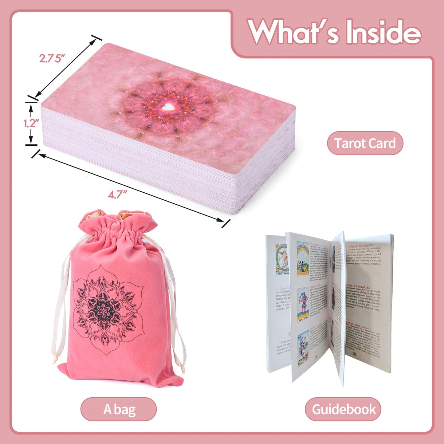 Erbacan Classic Pink Tarot Cards With Guidebook-Tarot Cards For Beginners-Learining Tarot Deck With Guidebook(Without Pouch Bag)