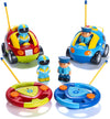 PREXTEX 2 Pack Cartoon Remote Control Cars - Police Car and Race Car for Toddlers - RC Cars for Kids with Different Frequencies