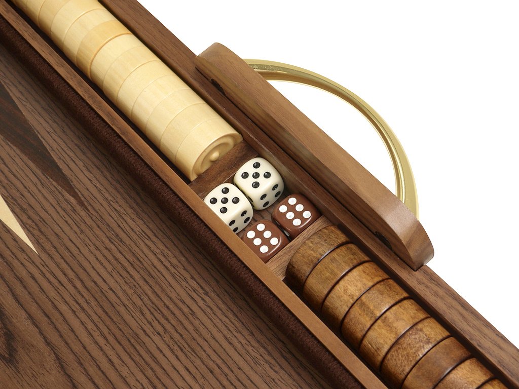 15 In. Wood Backgammon Set - Burlwood Board
