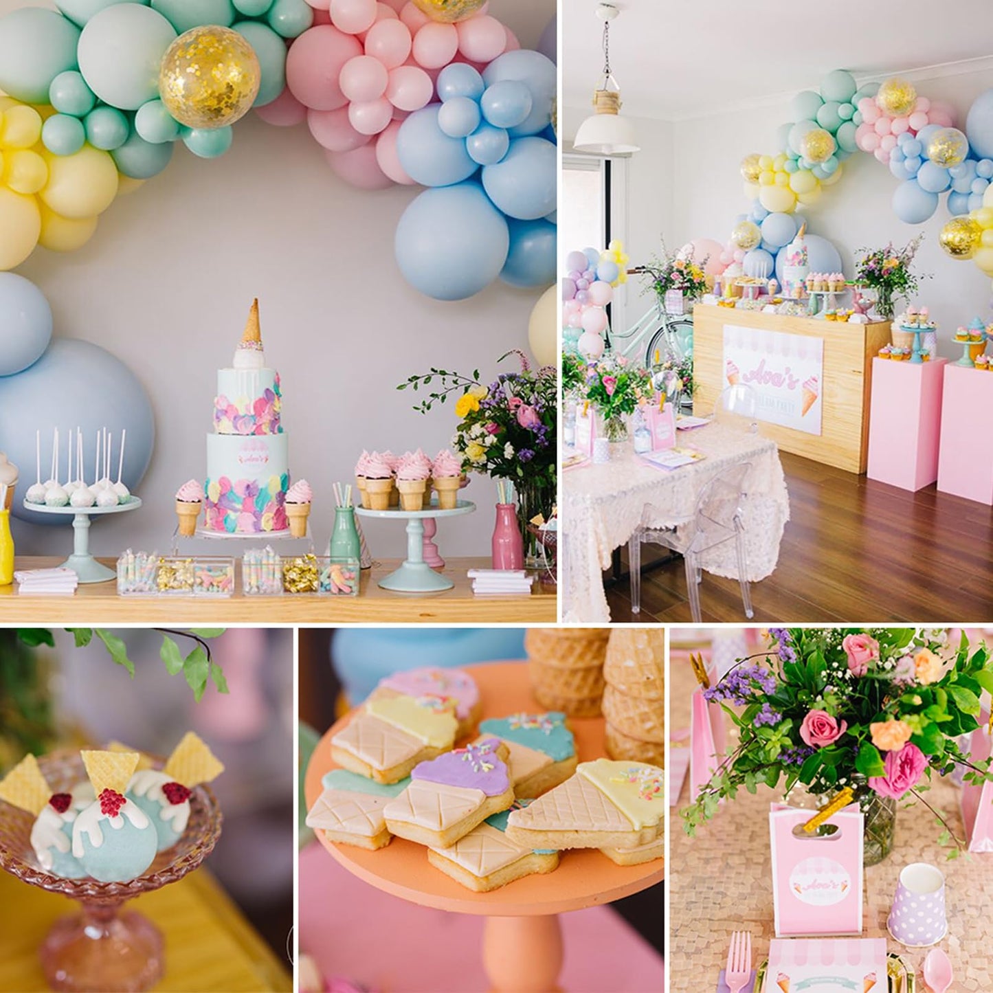Partywoo Pastel Balloons, 60 Pcs 12 Inch Pastel Latex Balloons, Gold Glitter Balloons, Pastel Colour Balloons For Pastel Party Decorations, Pastel Birthday Decorations, Pastel Rainbow Party Supplies