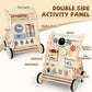Bautia Wooden Baby Walker, Detachable Double-Sided Busy Board, Baby Walking Toys Push Walkers for Babies 6-12 Months