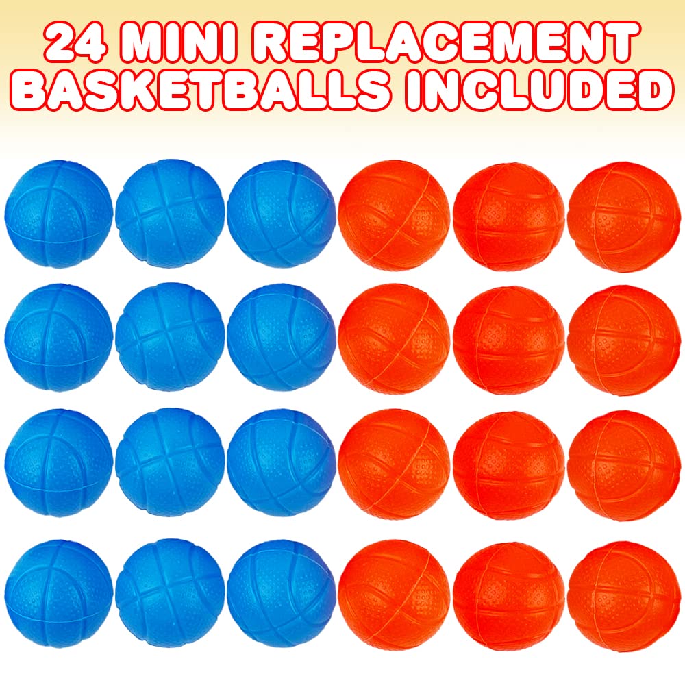 ArtCreativity Mini Replacement Basketballs Set of 24 - Blue & Orange Plastic Toys for Desktop Basketball Arcade Game
