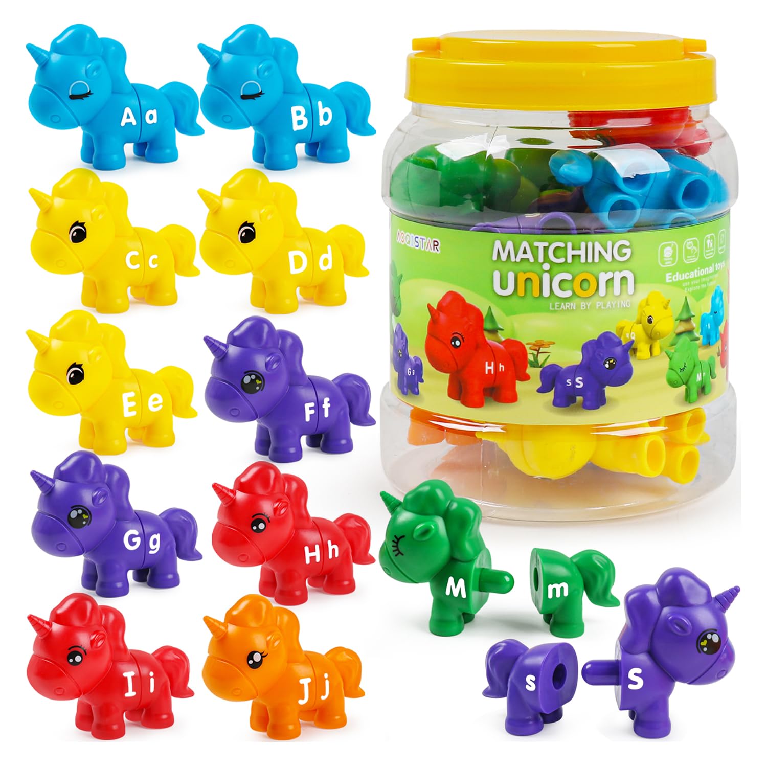 ABC Letters Matching Toys Double-Sided Alphabet Learning Toy for Kids Fine Motor Toys Uppercase Lowercase Letters Sorting and Ma