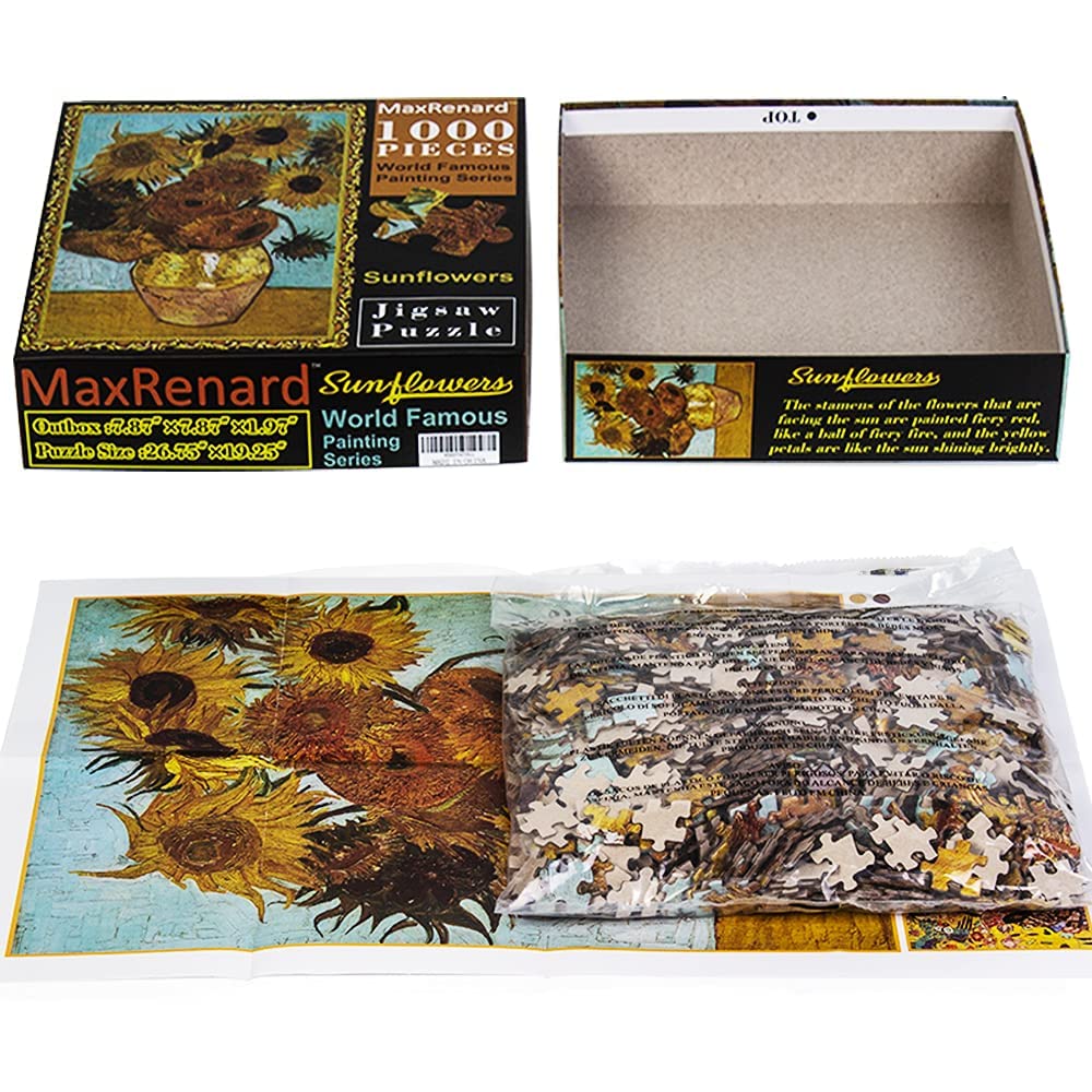 MaxRenard Game Jigsaw Puzzle 1000 Pieces and Up for mature-themed Fine Art Collection Toy Van Gogh Sunflowers
