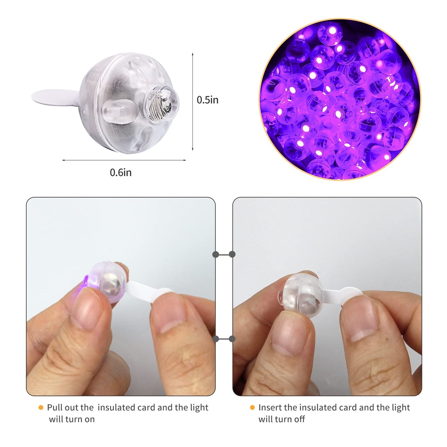 100pcs LED Purple Balloon Light, Round Led Mini LED Lights for Paper Lantern Balloon Indoor Outdoor Party Event Fun, Birthday Pa