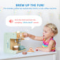 OOOK 2-in-1 Toy Coffee Maker, Kids Wooden Coffee Maker Playset, Toddler Pretend Play Kitchen Food Small Coffee Shop with 28 Pcs