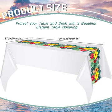 Irenare 3 Sheets Hawaiian Luau Tablecloths for Party Decoration 54 x 108 Inch Tropical Palm Leaves Table Cloth Hawaii Disposable