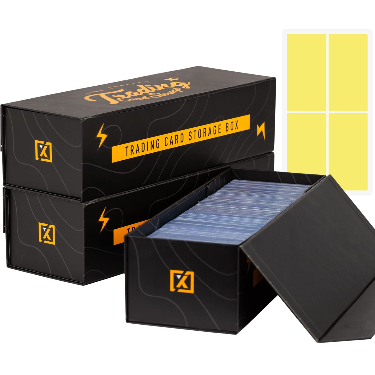 X Pro Trading Card Storage Box [1 / 3 Pack], Magnetic Lid, Comes With Labels | Sports Card Storage Boxes | Baseball Card Toploader Storage Fits 800 Cards, 200 Toploaders, Or 50 One Touch