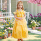 Luzlen Princess Costume For Girls Kids Belle Dress Halloween Cosplay Party Outfit Toddler Princess Dress Up, 3-4 Years(Label 110