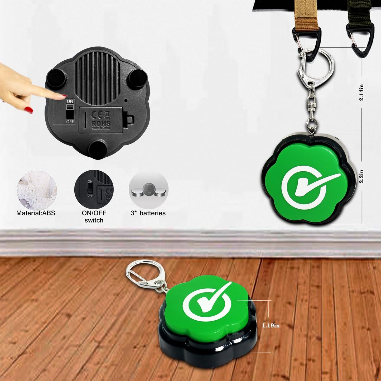 Portable Keychain 2 X Wrong Buzzer Buttons With Sound, Answer Buzzers Set Of 2, Buzzers For Game Show, Wrong Buttons For Communi