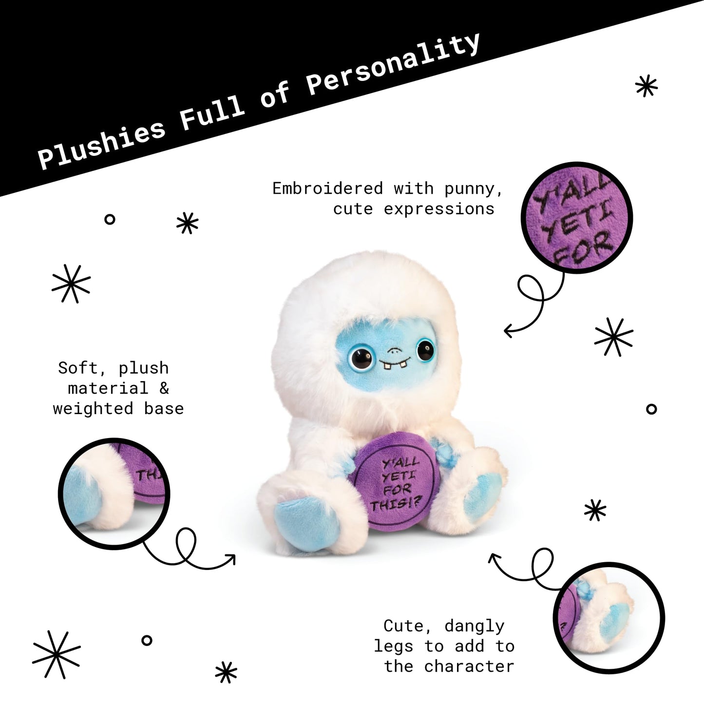 Punchkins Yeti Plushie - Ya'Ll Yeti For This!? Sassy Yeti Plush, Gift For Animal Lovers, Cute Plush Toy For Gifting