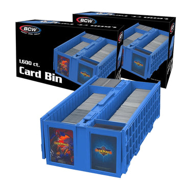 Bcw Collectible Card Bin - Holds Up To 1600 Cards - 2 Pack Blue | Large Card Storage Box For Loose Trading Cards | Pokemon, Mtg,