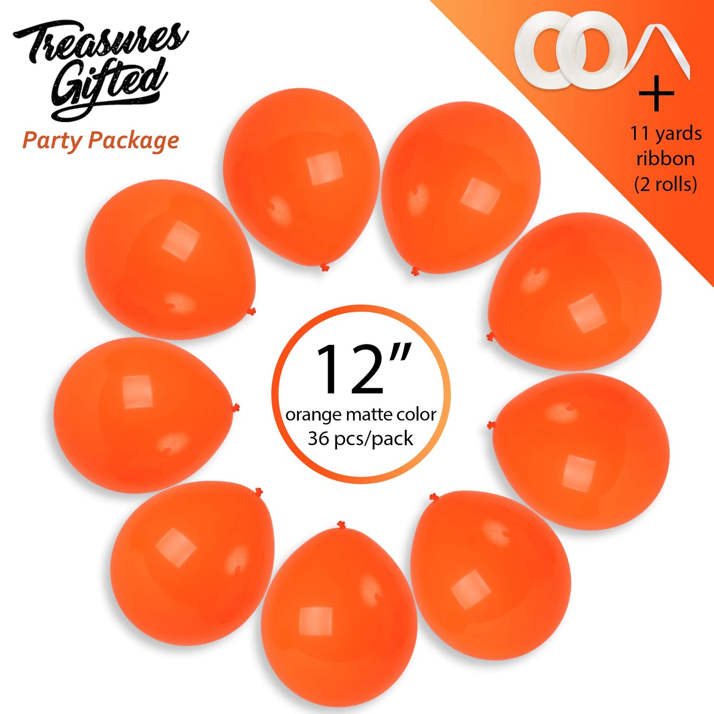 Treasures Gifted Burnt Orange Balloons - Orange Matte Balloons - Orange Latex Balloons 12 Inch - Premium Orange Rust Balloons -