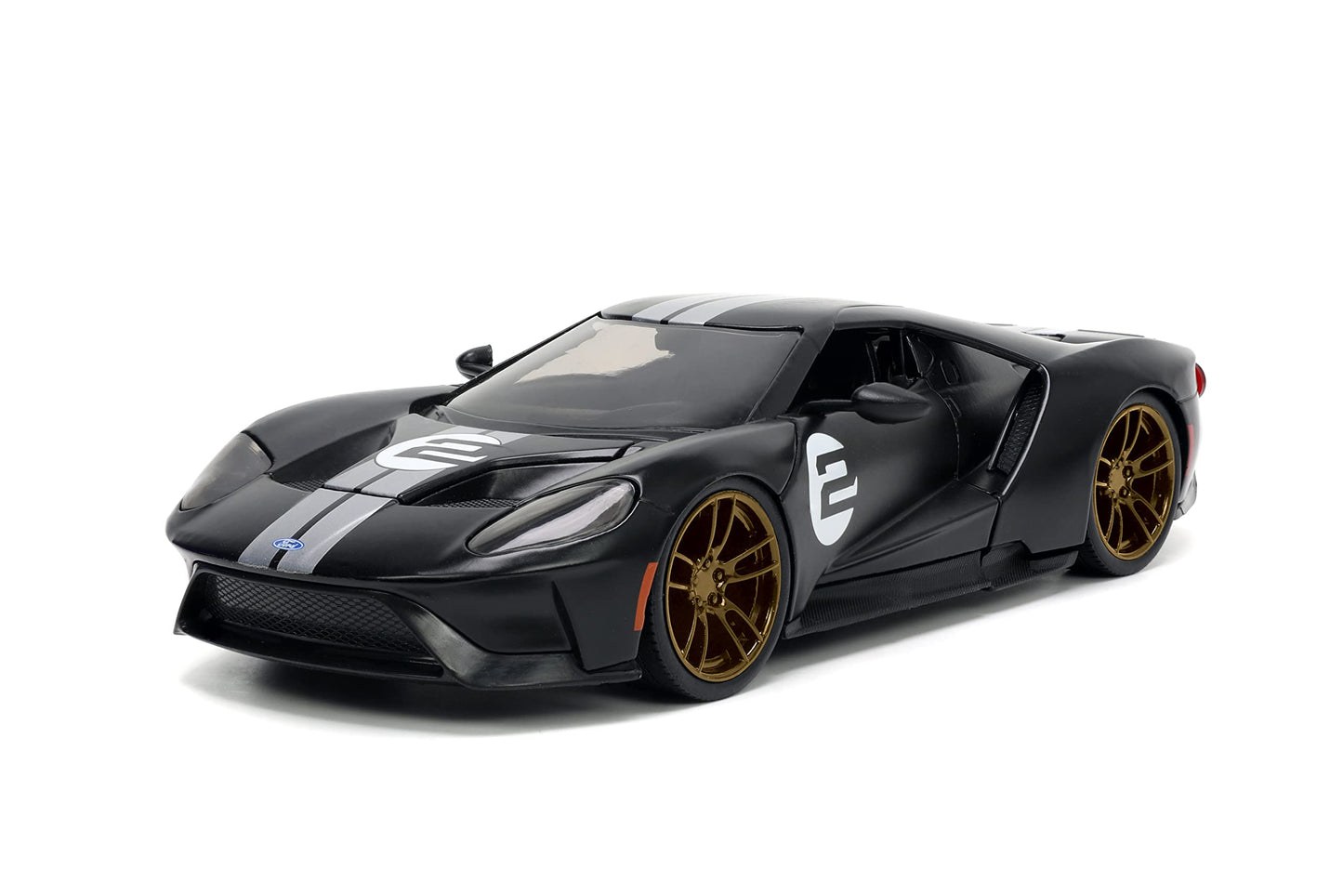Jada Toys 1:24 Ford GT Die-cast Car - Black/White Stripes, Model 33882, Metal Construction, Ideal for Kids and Adults