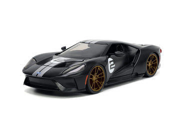 Jada Toys 1:24 Ford GT Die-cast Car - Black/White Stripes, Model 33882, Metal Construction, Ideal for Kids and Adults
