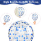Navy Blue And Silver Balloons, Pearl Navy Blue Metallic Silver Latex Balloons Set Decor With 12 Inch Silver Blue Confetti Balloo