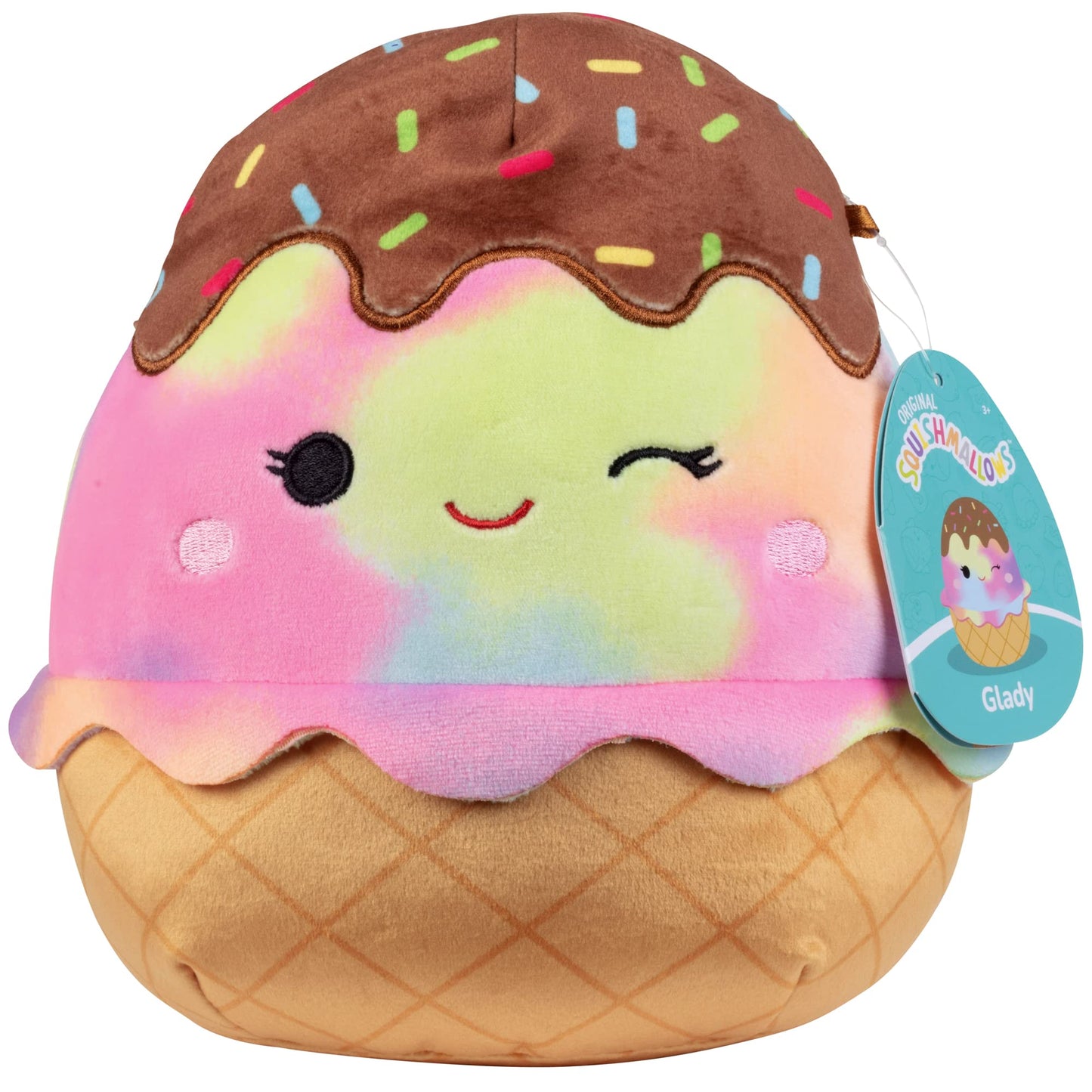 Squishmallows 8-Inch Glady The Ice Cream Plush Toy - Soft & Squishy, Multicolor, Collectible Stuffed Animal for Kids