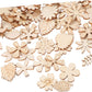 Cliths Pack Of 30 Pcs Diy Wooden Flowers For Crafts, Unfinished Wood Cutouts For Painting, Fall Leaves Craft Shapes, Decorative 