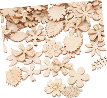 Cliths Pack Of 30 Pcs Diy Wooden Flowers For Crafts, Unfinished Wood Cutouts For Painting, Fall Leaves Craft Shapes, Decorative 