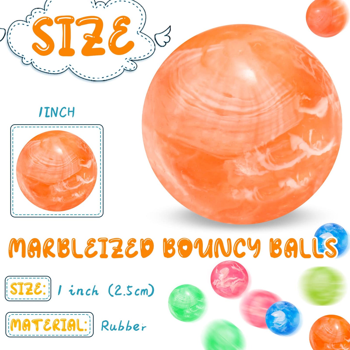 Zhanmai 40 Pieces Small Rubber Bouncy Neon High Bouncing Balls Bulk for Kids 1 Inch Cloud Mini Rubber Ball Colorful Preschool Re