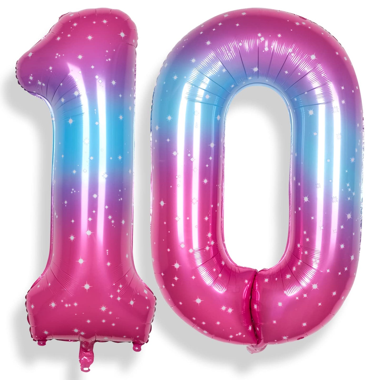 Rainbowq Party 10 Balloon Number 40 Inch For Boy Or Girl Big Starry 0-9 Foil Mylar Large 10 Number Balloons Happy 10Th Birthday