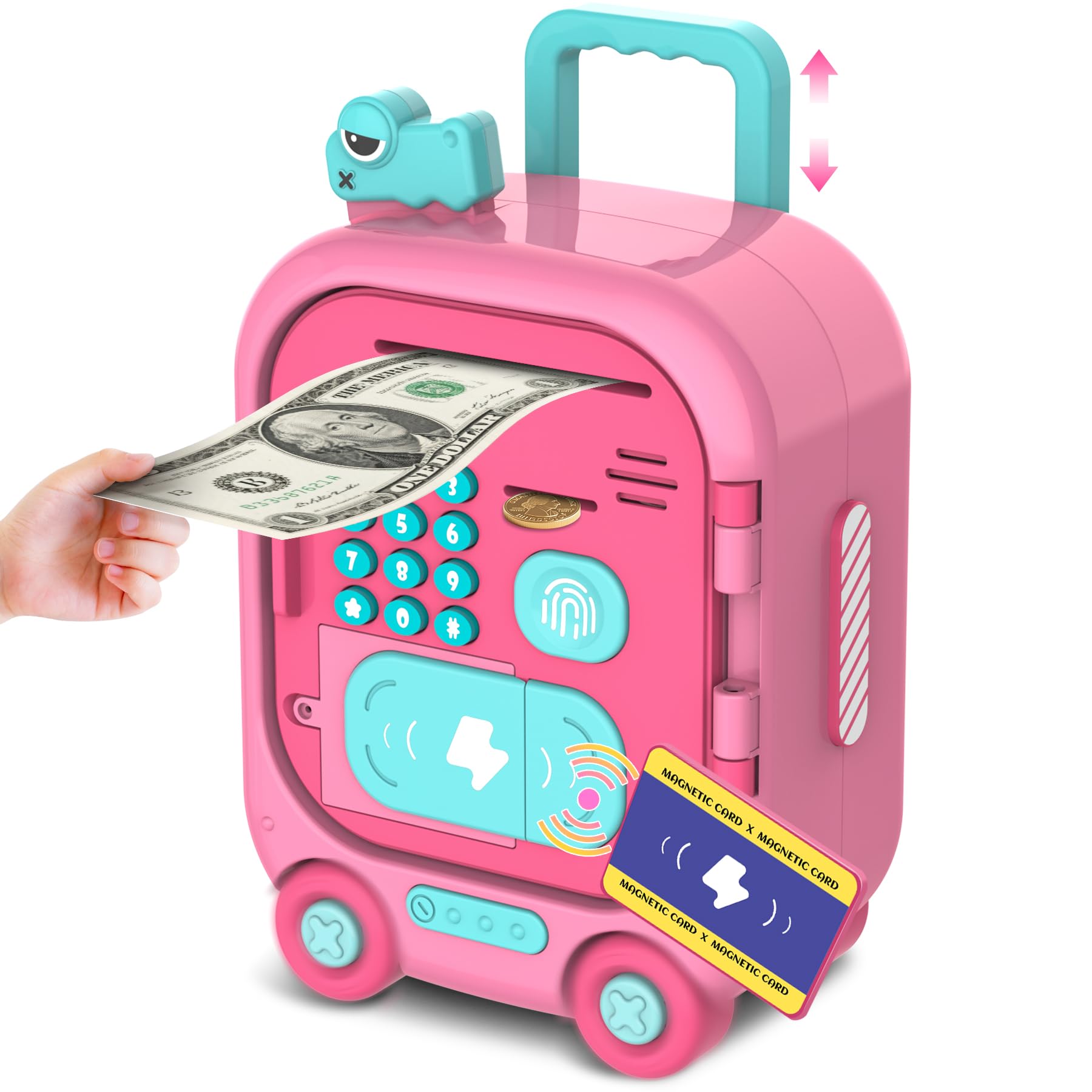 Piggy Bank for Kids with Fingerprint, ATM Machine Kids Christmas Birthday Gifts, Electronic Cash Coin Bank Money Saving Box with